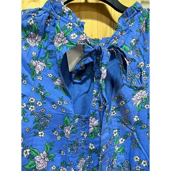 J. Crew Womens Floral Blue Short Sleeve Dress Size 6 New with Tags Original Pric - Picture 3 of 13